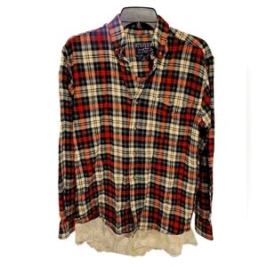 Cactus Flannel Plaid Med L/S front pocket, lace hem